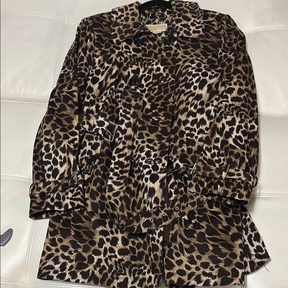 Micheal Kors Leopard Print Trench Coat